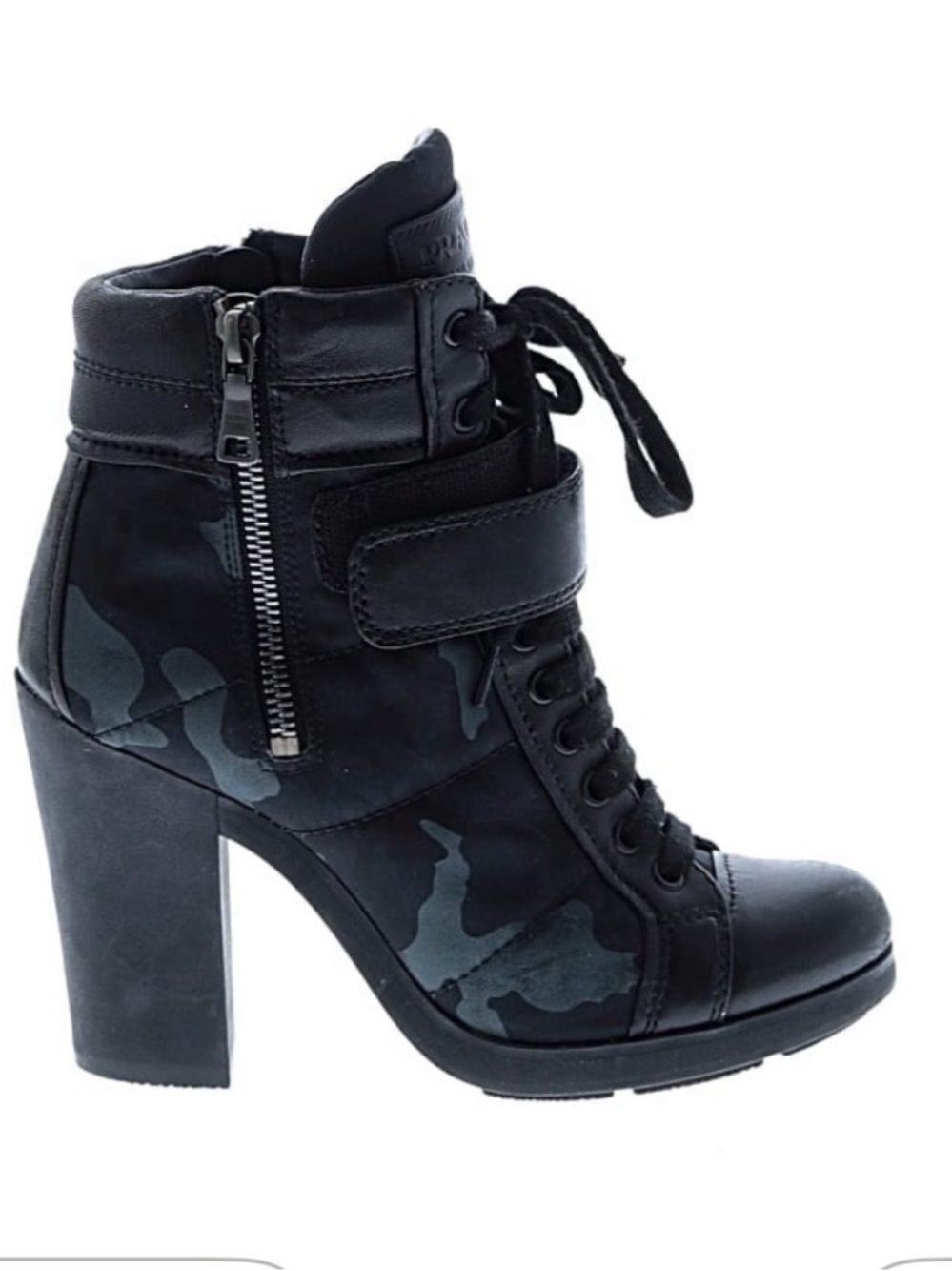 Prada Linea Rossa Black Camouflage High-Heel Lace-Up Ankle Boots